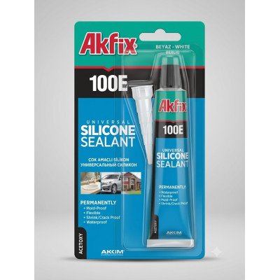Akfix 100E Çok Amaçlı Beyaz Silikon (Tüp + Uygulama Ucu)