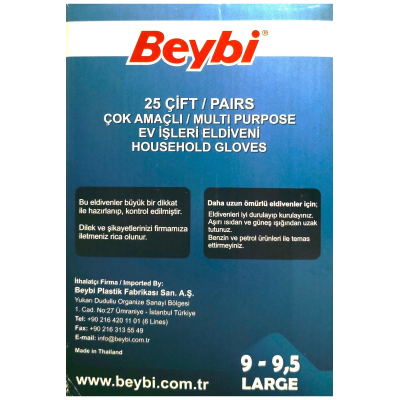 Beybi Çok Amaçlı Ev İşleri Eldiveni 25 Çift Large