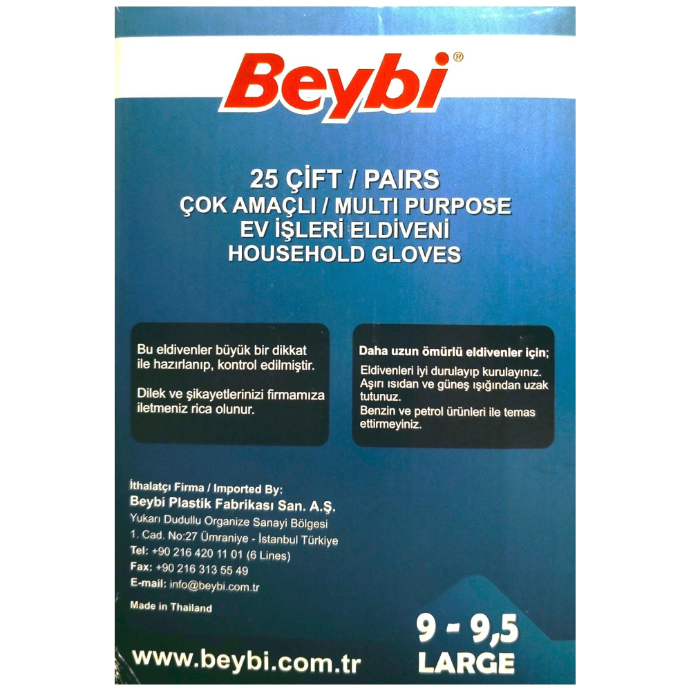 Beybi Çok Amaçlı Ev İşleri Eldiveni 25 Çift Large