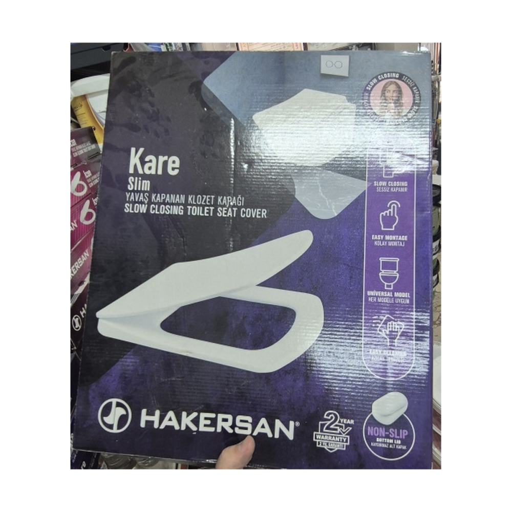 Hakersan Kare Slim Yavaş Kapanan Klozet Kapağı | Slim Kare