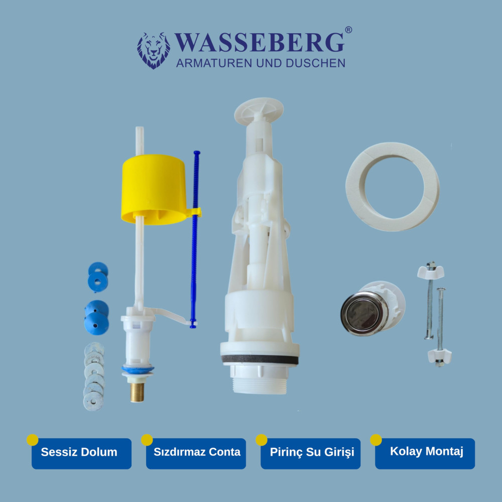Wasseberg Sessiz Klozet Rezervuar İç Takımı | Ayarlanabilir
