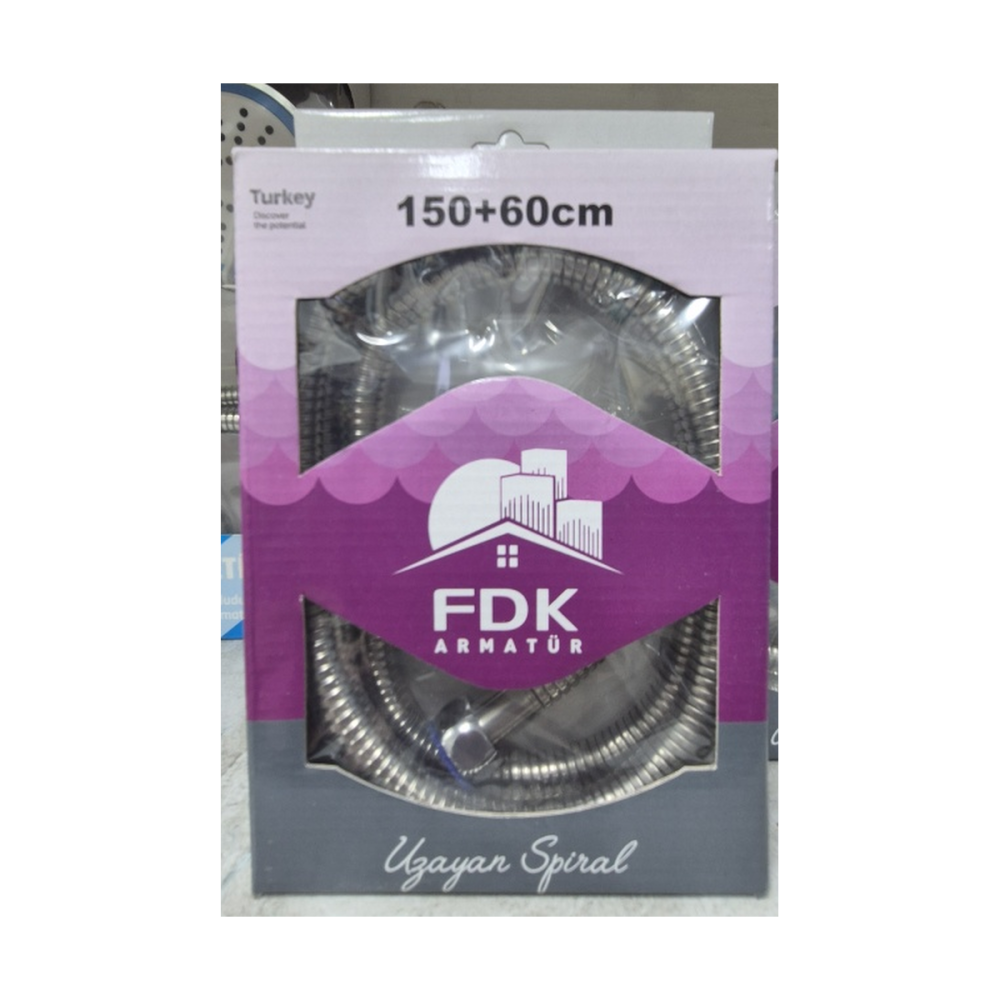 FDK Uzayan Spiral Duş Hortumu 150+60 cm | Paslanmaz