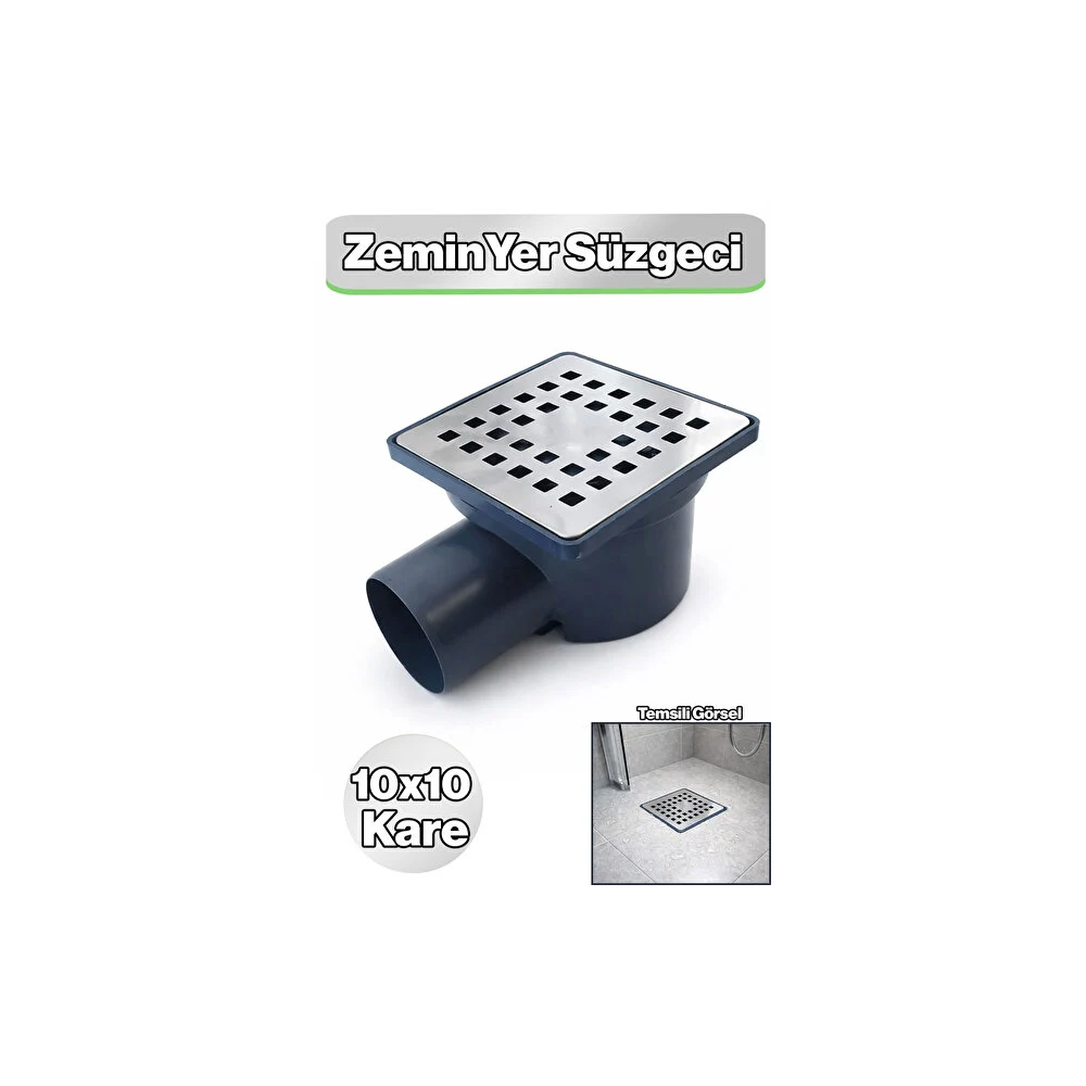 Paslanmaz Çelik Kare Yer Süzgeci 10x10 cm | Banyo Gider Süzgeci