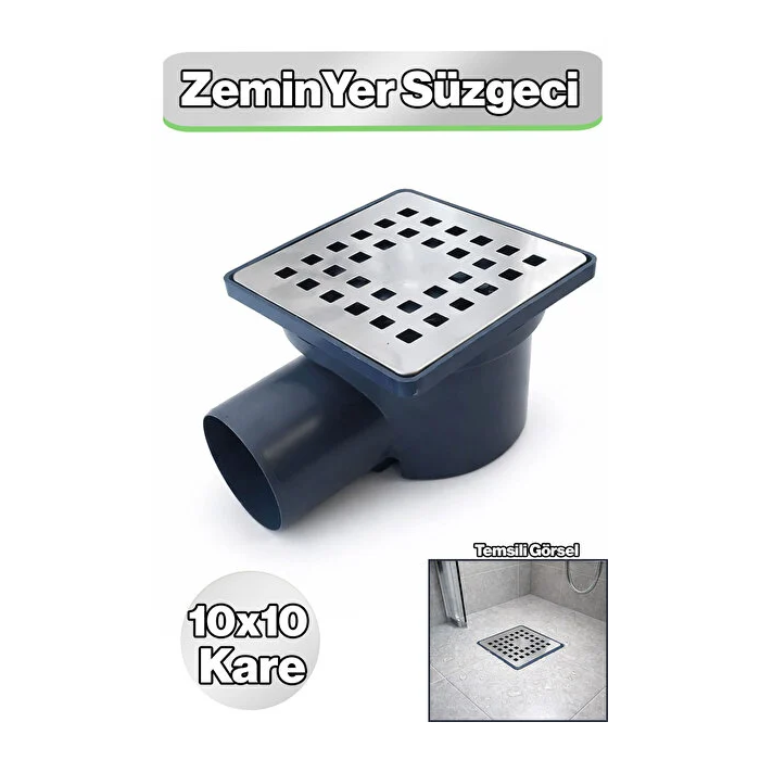 Paslanmaz Çelik Kare Yer Süzgeci 10x10 cm | Banyo Gider Süzgeci